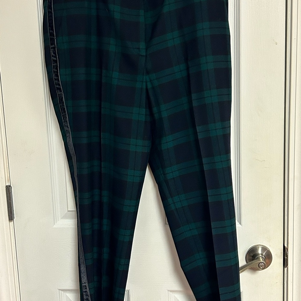Talbots Women's Dark Green Plaid Dress Pants
